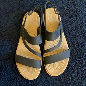Size 10 women’s crocs sandals, black